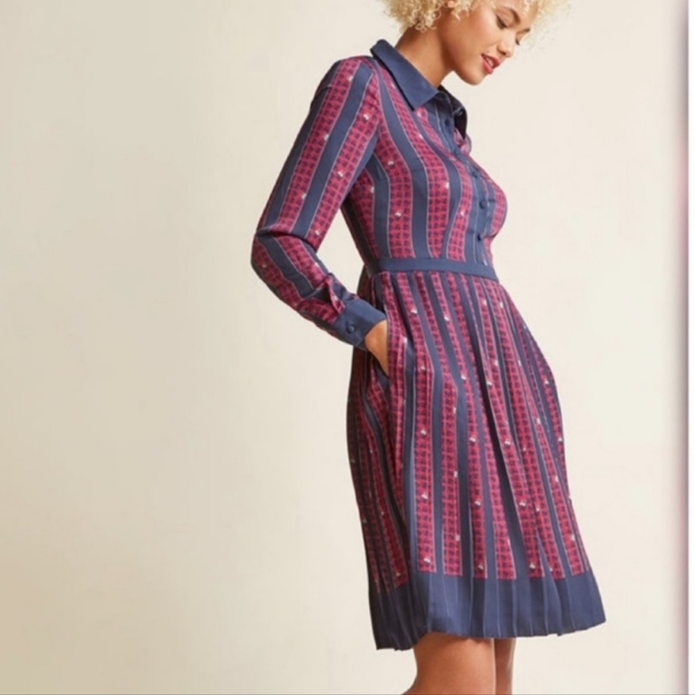 Modcloth Just My Typist Pleated Shirt Dress